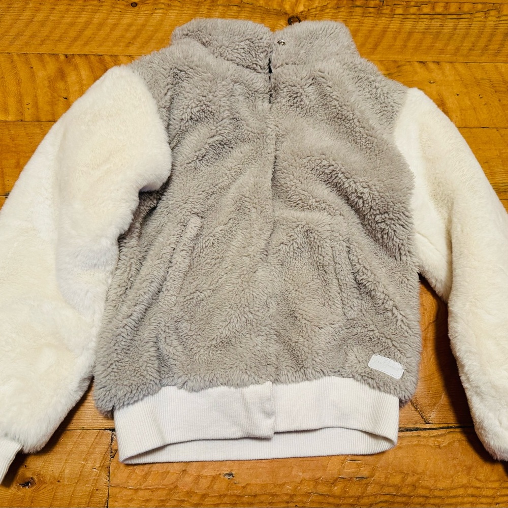 7 For All Mankind Gray and White Kids Fleece Jacket
